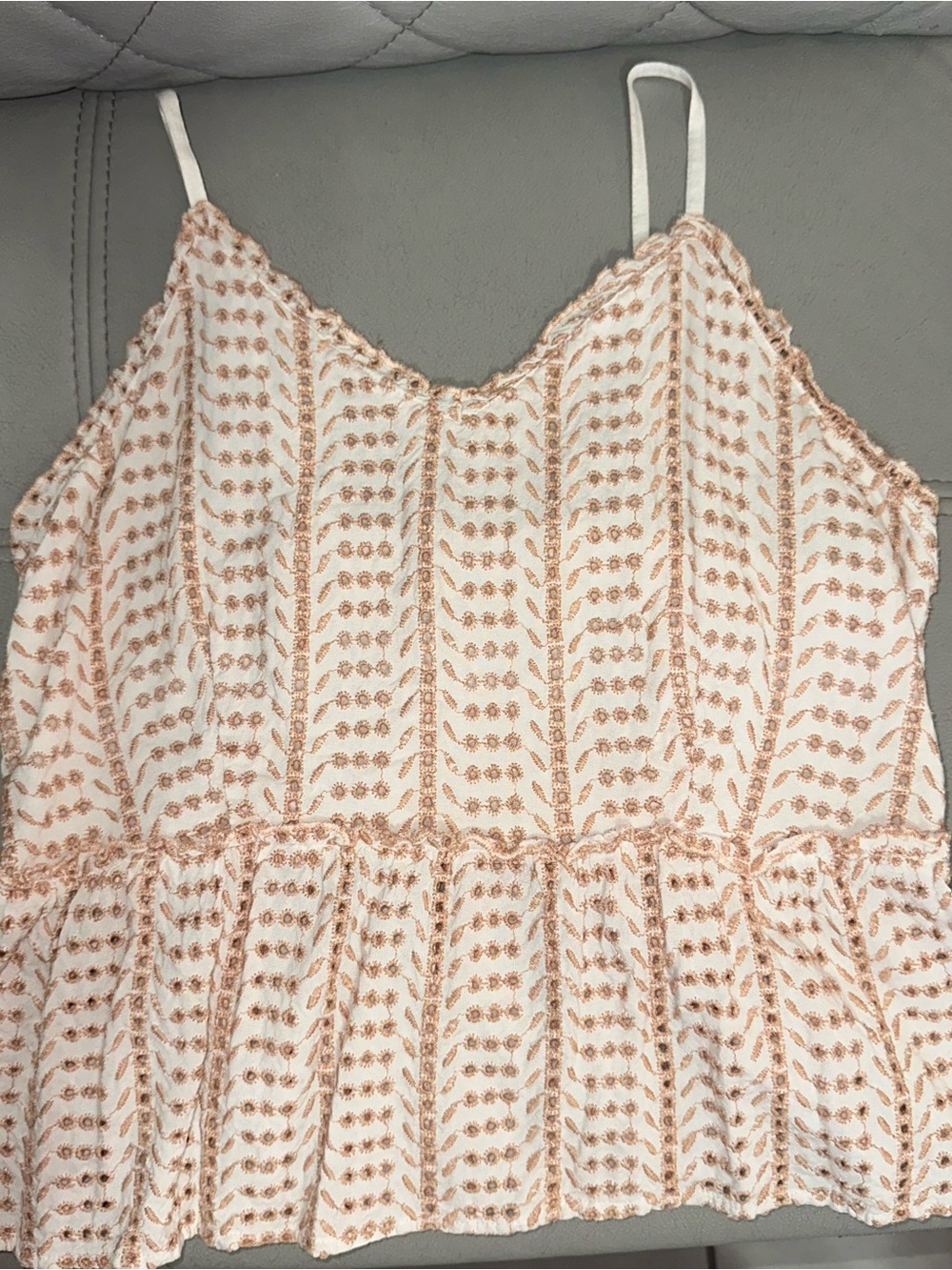 Delicate Cream Spaghetti-Strap Peplum Cami